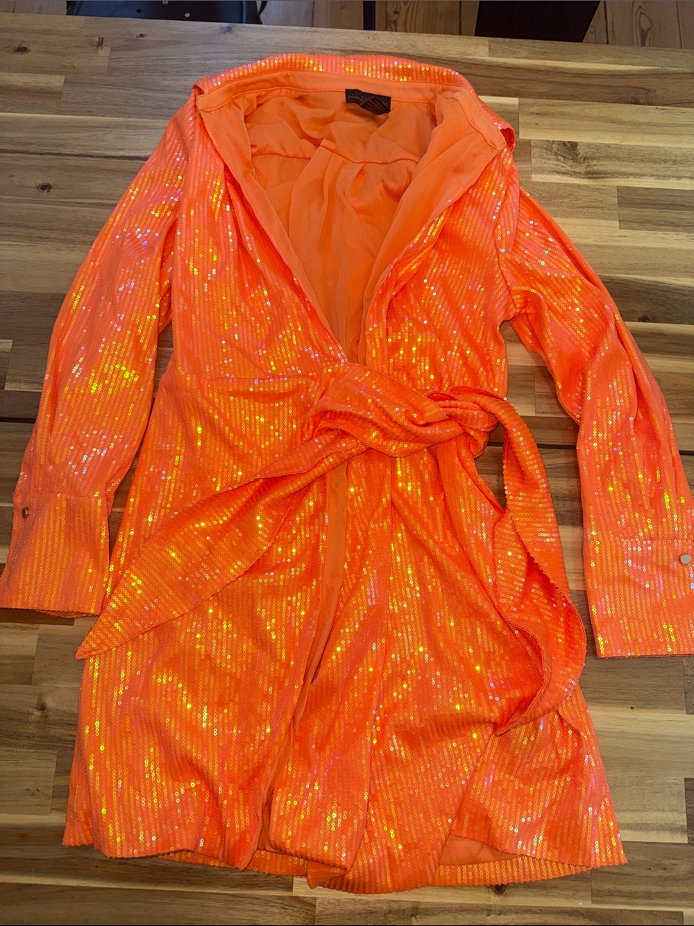 House of Harlow 1960 orange sequin wrap mini dress
